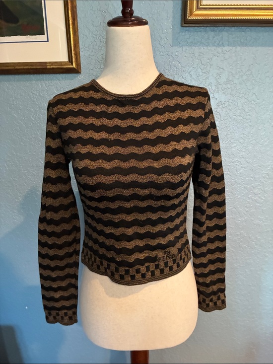 Fendi Tops - Fendi vintage Brown and Black Wavy Stripe Long-Sleeve Sweater Top